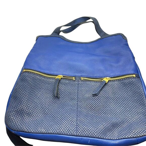 Fossil Tote Handbag Purse Erin ZB5479 Bold Blue Leather Inner Pockets
